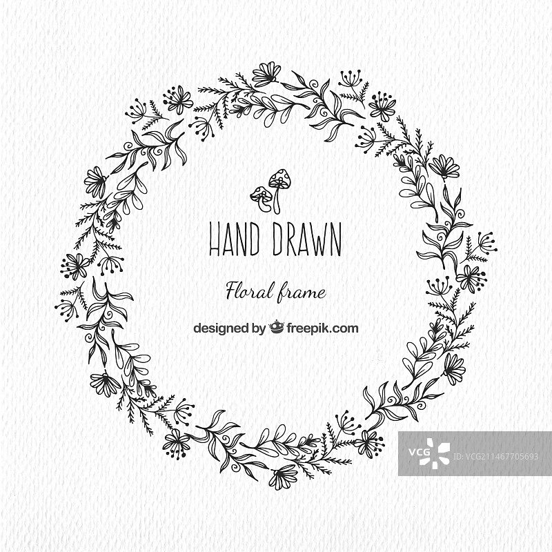复古风格手绘花环图片素材