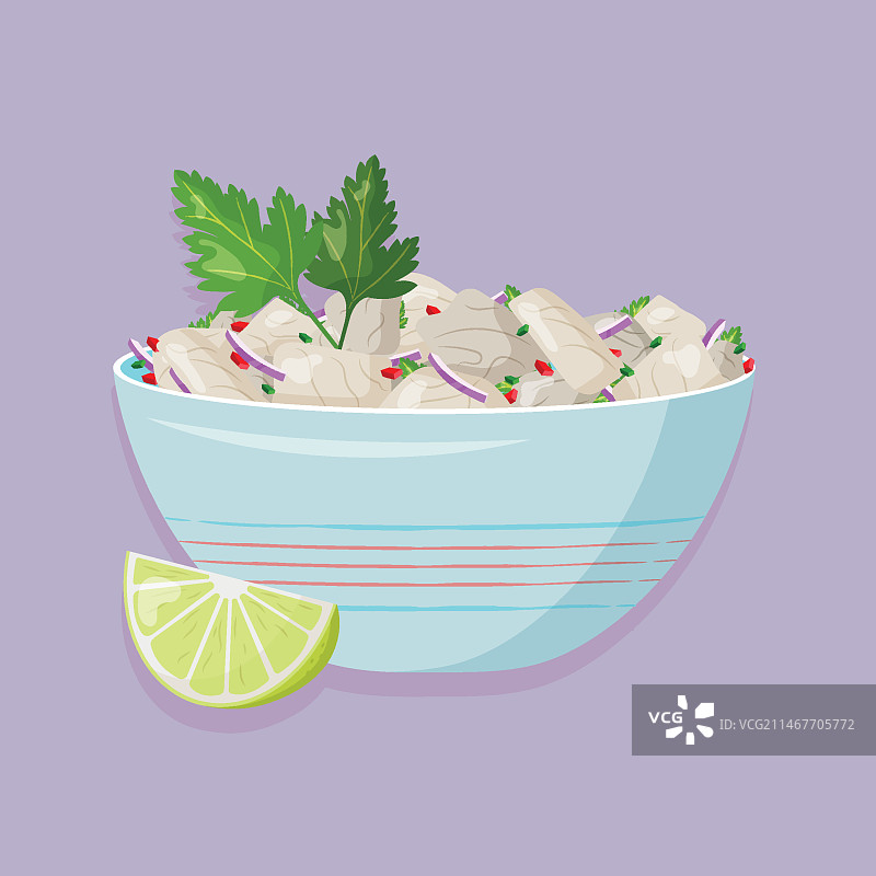 手绘酸橘汁腌鱼插画图片素材