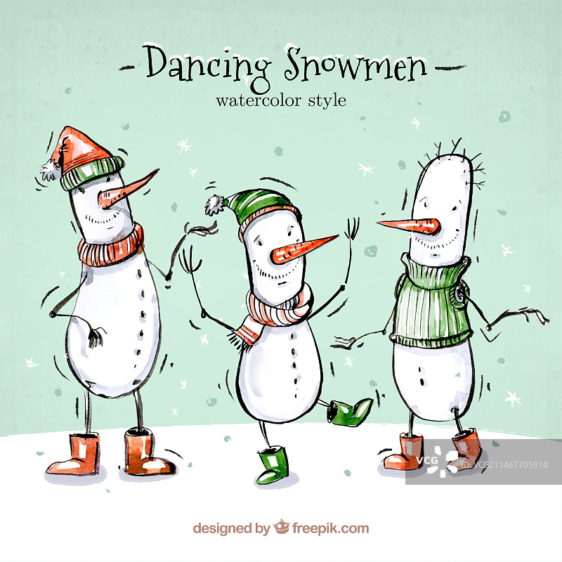 水彩雪人舞蹈素材图片素材