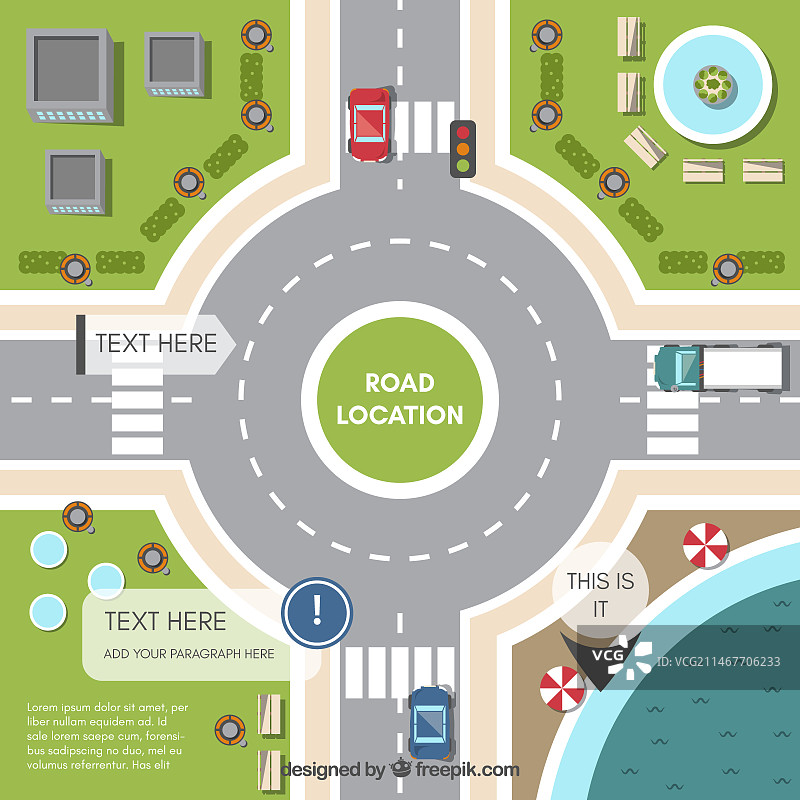 环岛车辆俯瞰图图片素材