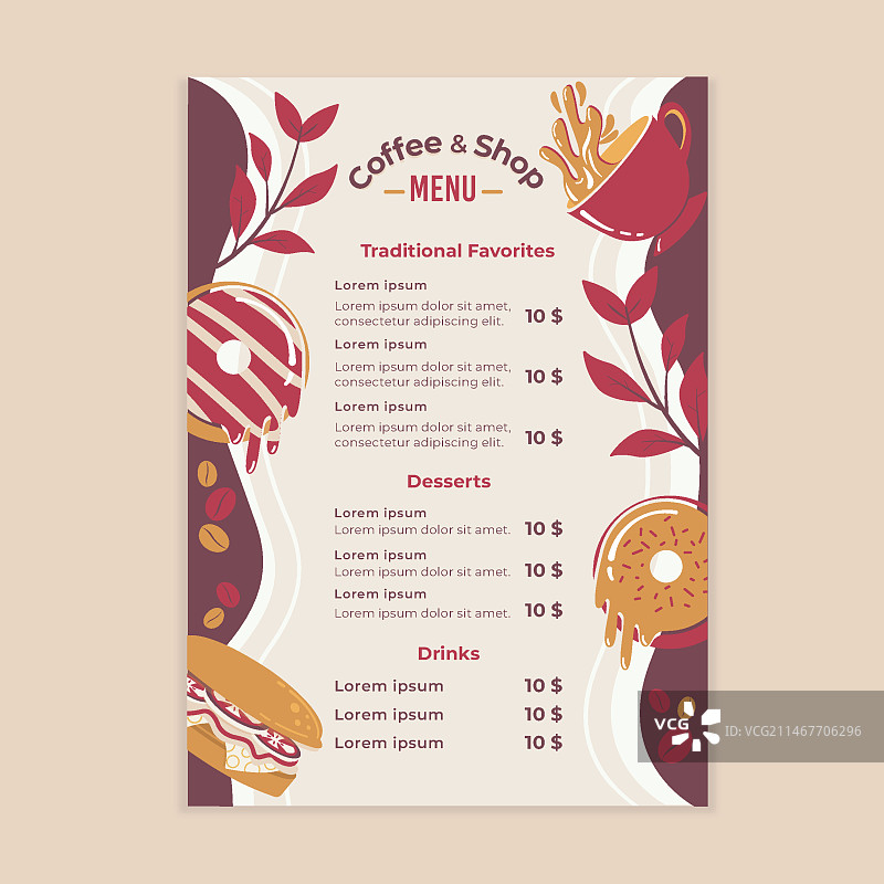 咖啡店菜单模板图片素材