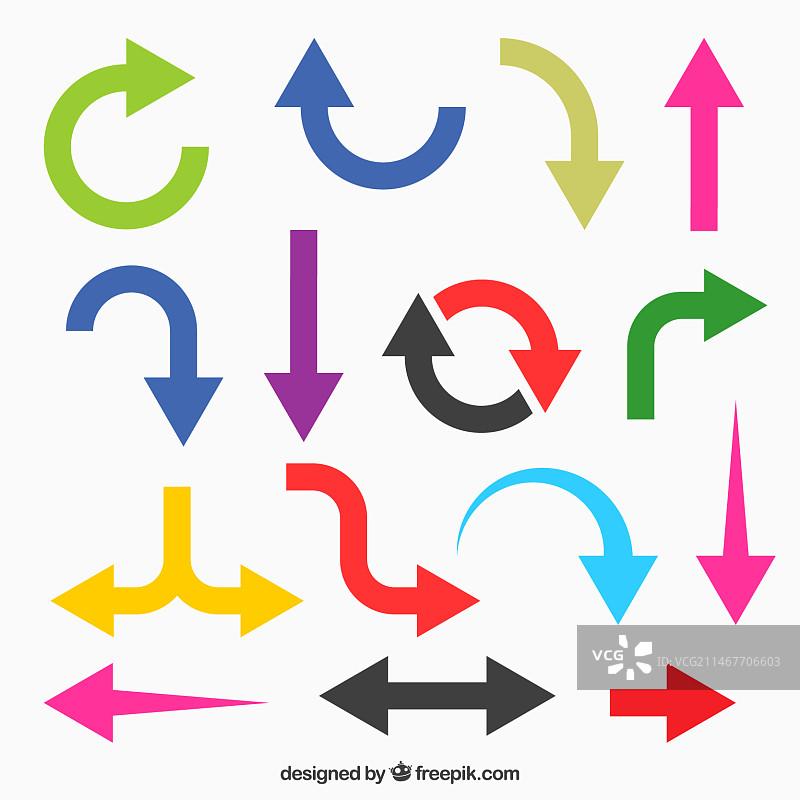 扁平风格的彩色箭头合集图片素材