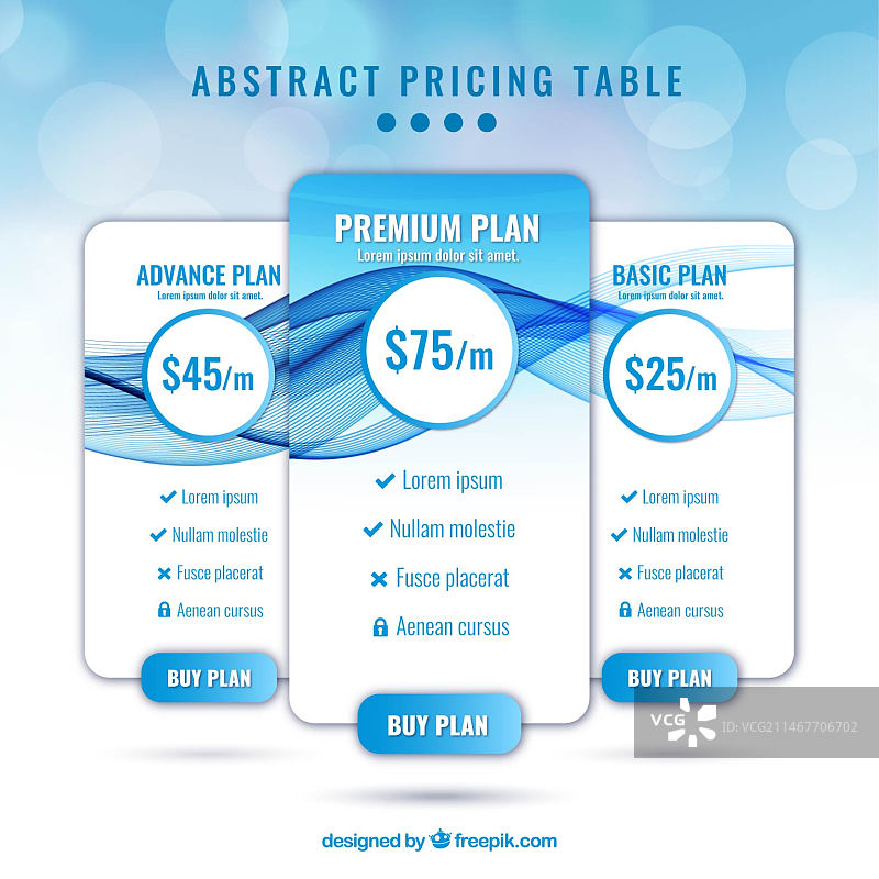 蓝色和抽象风格的定价表图片素材