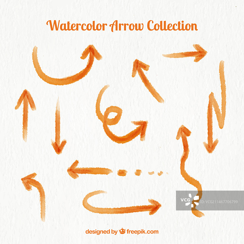 橙色水彩箭头合集图片素材