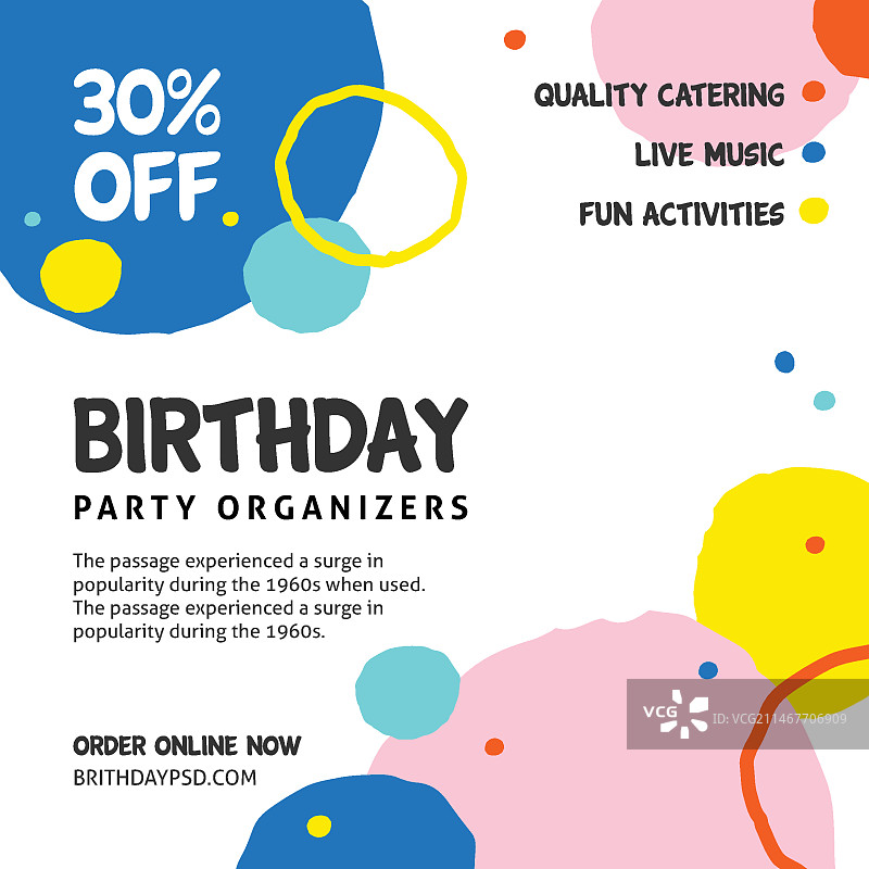 生日宣传单方形概念图片素材