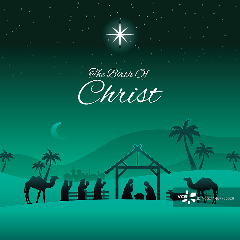 耶稣诞生场景剪影图片素材