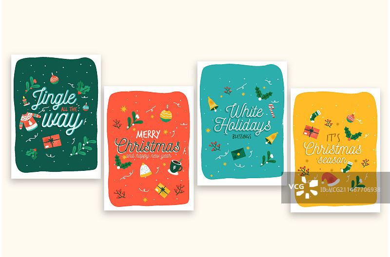 手绘圣诞贺卡模板图片素材