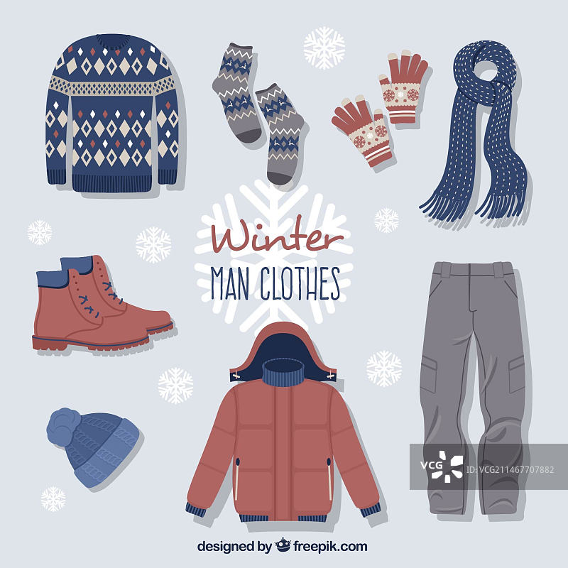 可爱冬季服饰和配饰图片素材