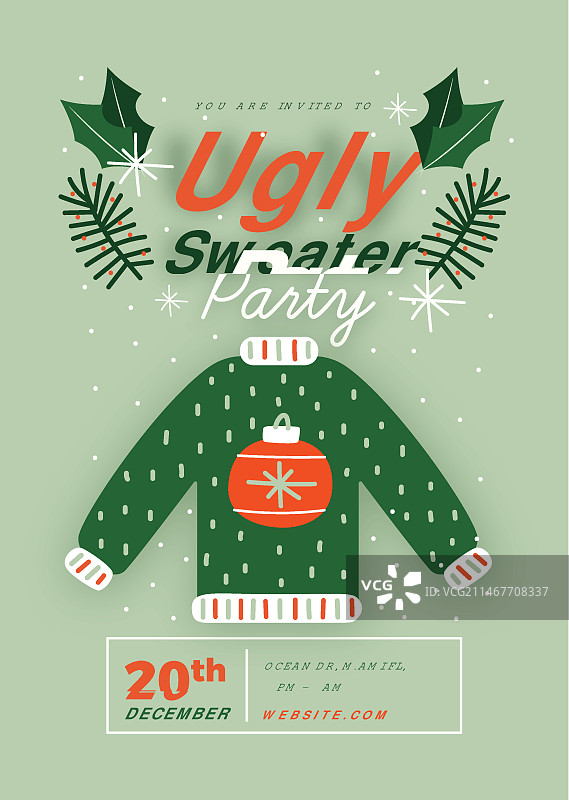 丑毛衣派对邀请函图片素材