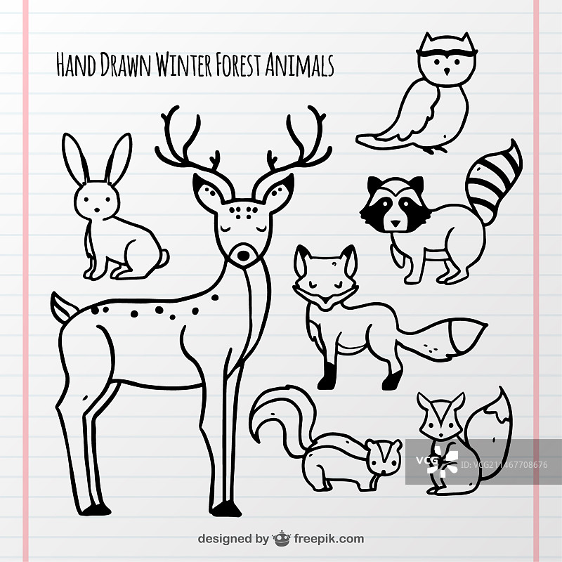 手绘森林动物合集图片素材