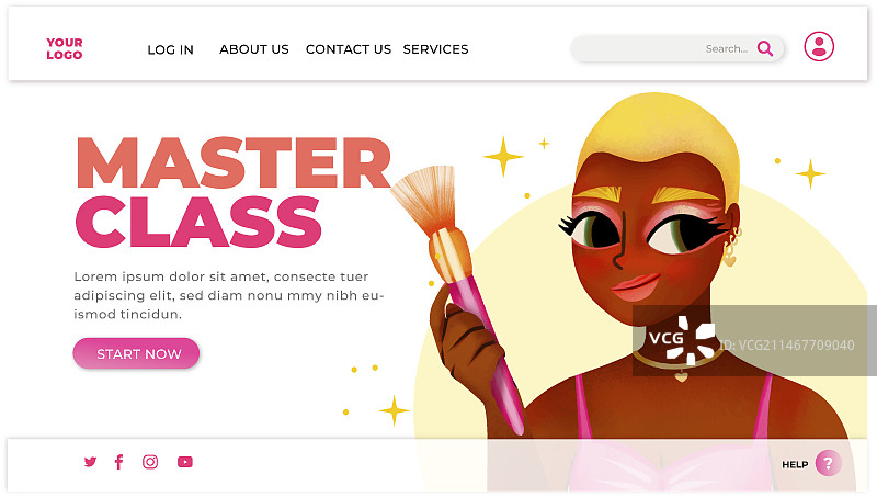 水彩化妆师登录页图片素材