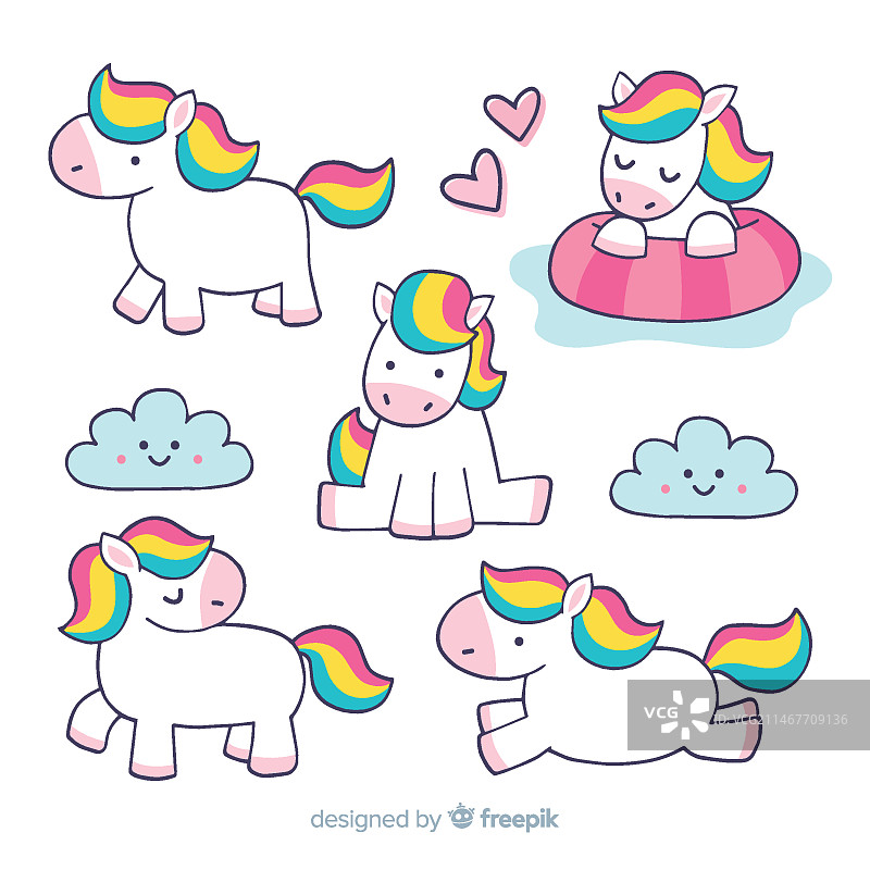 可爱的独角兽卡通形象合集图片素材