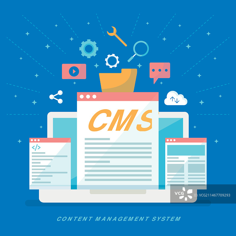 扁平CMS概念插画图片素材