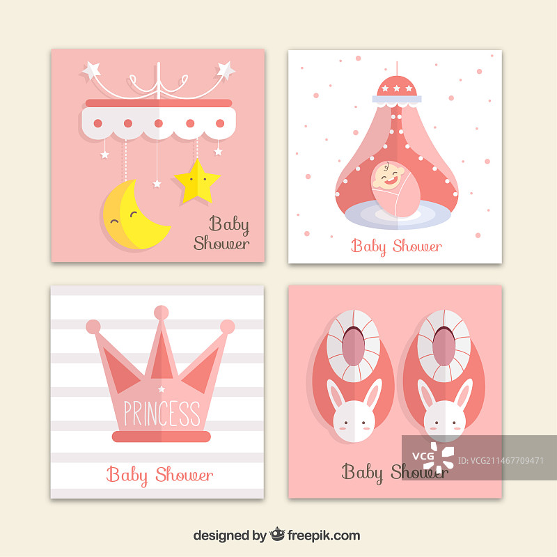 四张精美的婴儿送礼卡片图片素材