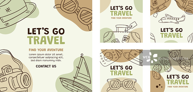 手绘旅行元素Instagram帖子图片素材