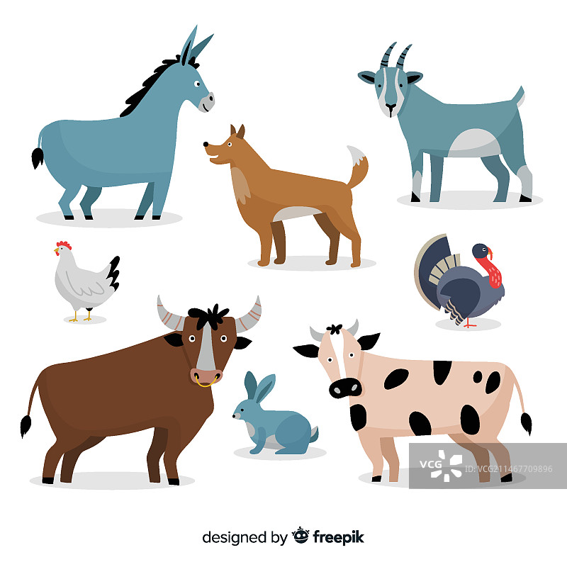 扁平农场动物合集图片素材