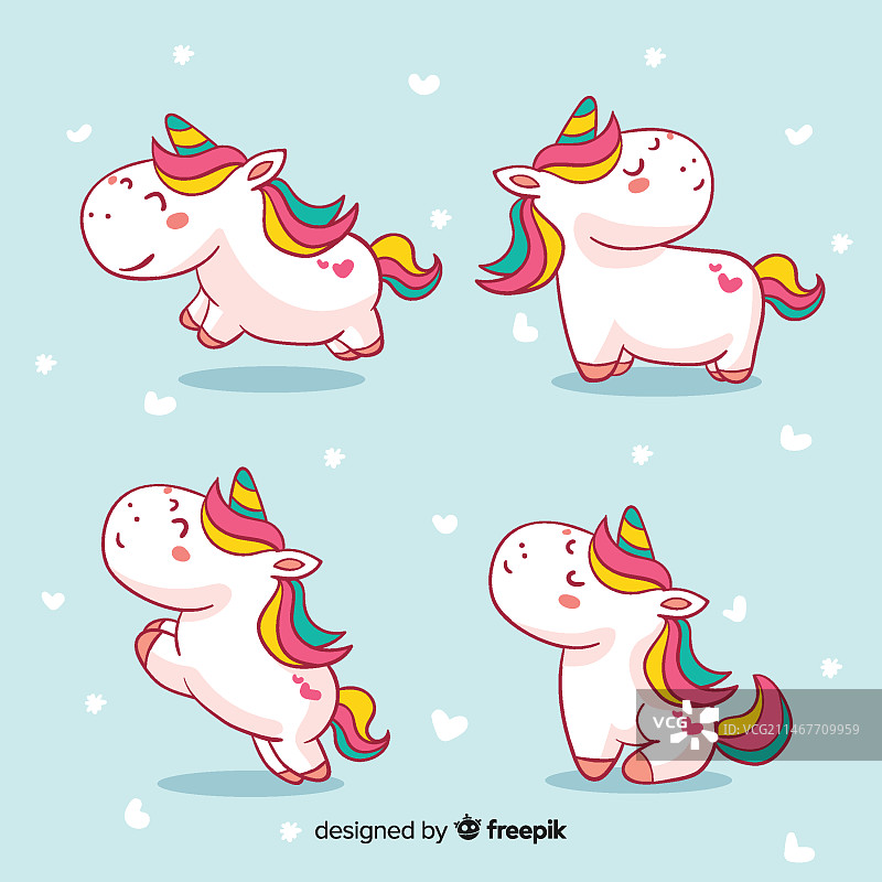 可爱的独角兽卡通形象合集图片素材