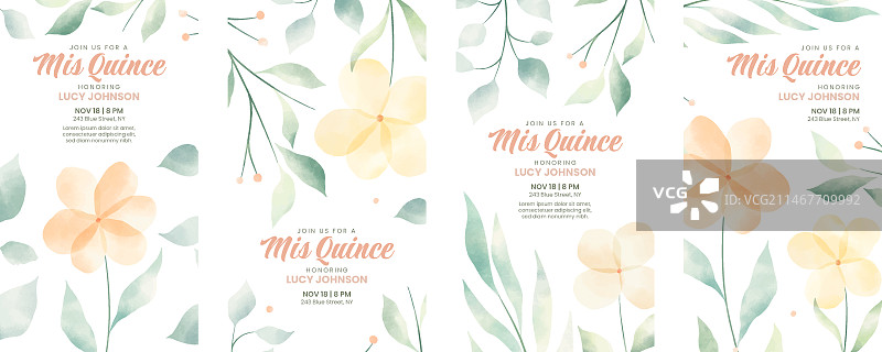 水彩十五岁派对Instagram快拍图片素材