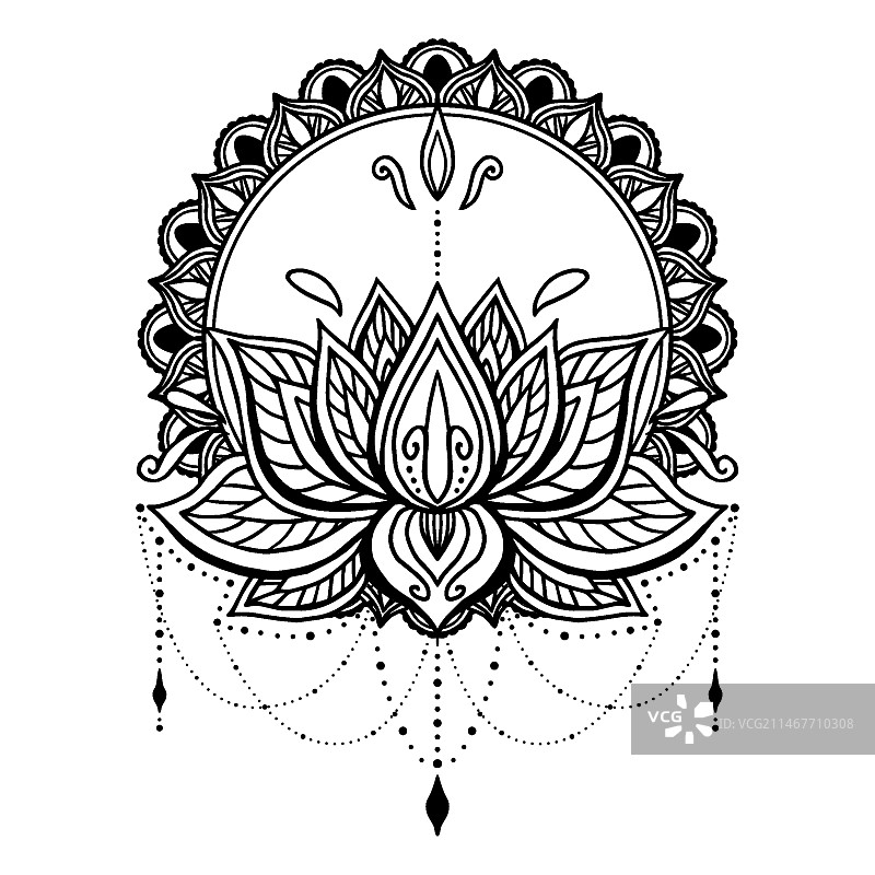 手绘曼陀罗莲花图图片素材