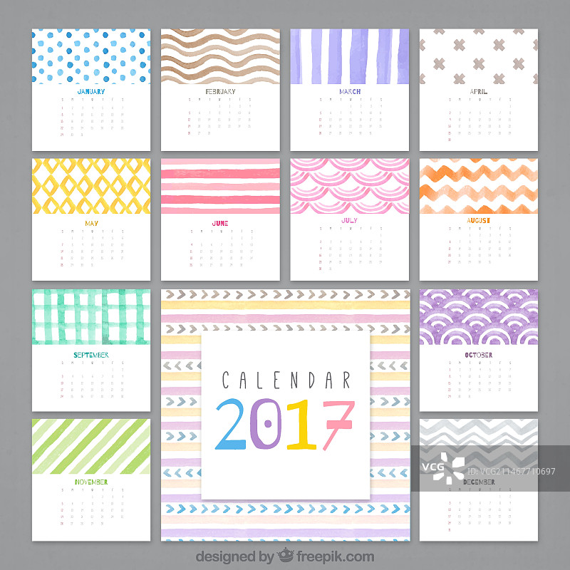 2017年抽象水彩日历图片素材