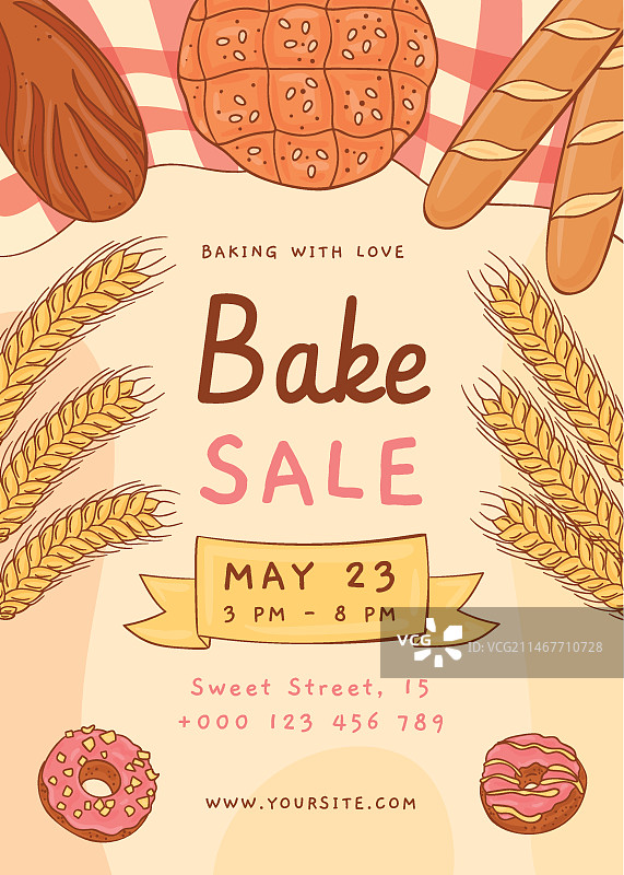 手绘扁平风烘焙义卖宣传单图片素材