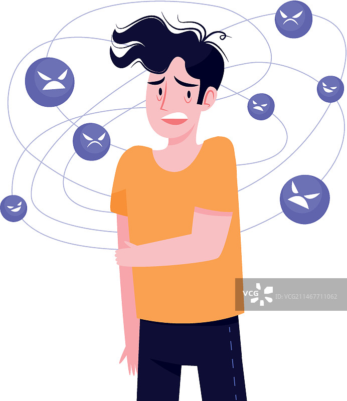 手绘精神分裂症插画图片素材