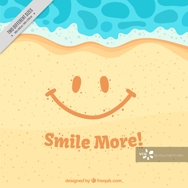 沙滩上的微笑背景，附有“多微笑”字样图片素材