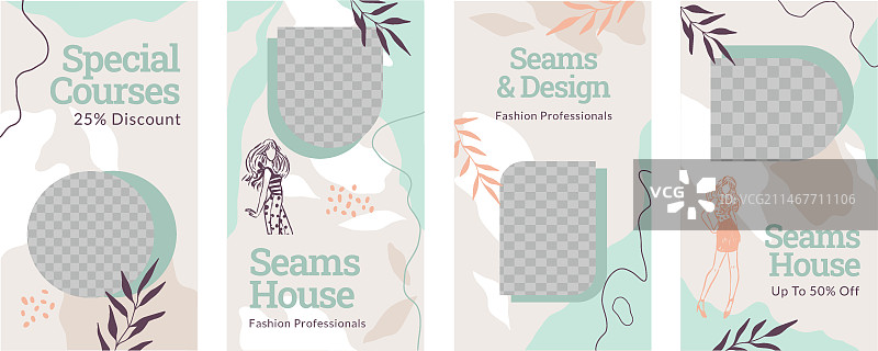 手绘女裁缝Instagram快拍图片素材