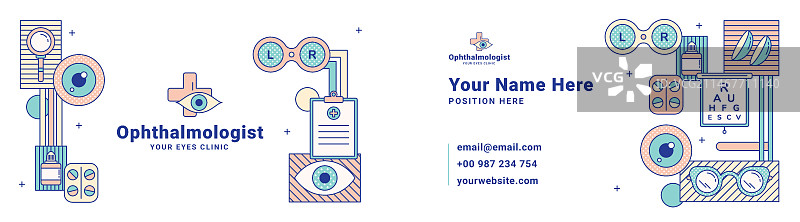 眼科医生名片扁平风格设计图片素材