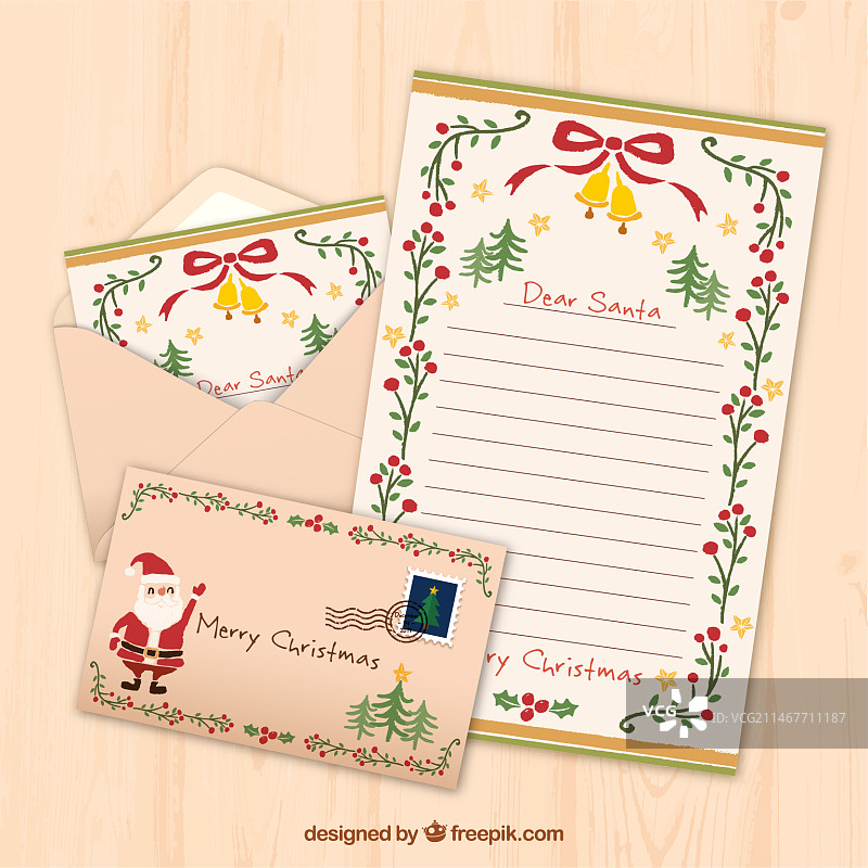 圣诞花卉信件图片素材