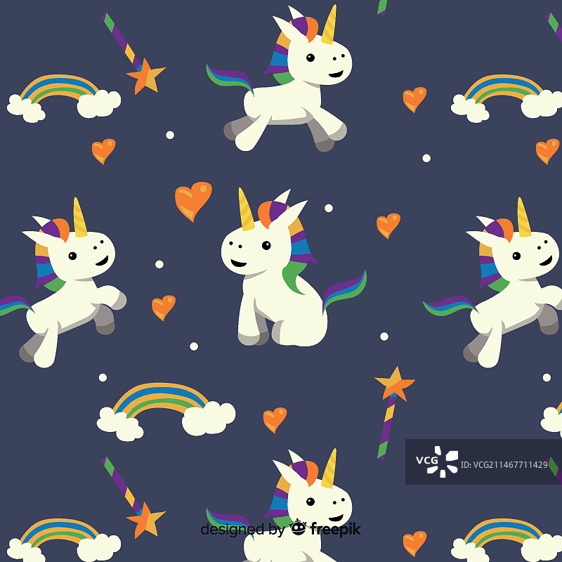 扁平风独角兽图案图片素材