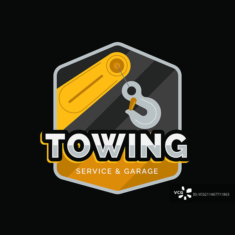 手绘扁平风拖车Logo图片素材