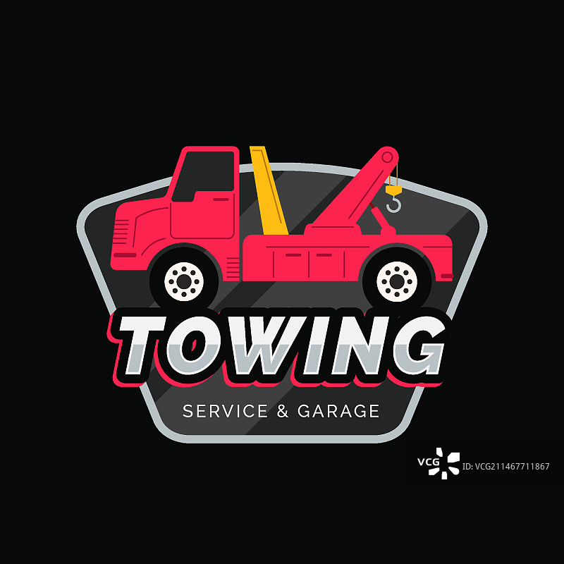 手绘扁平风拖车Logo图片素材