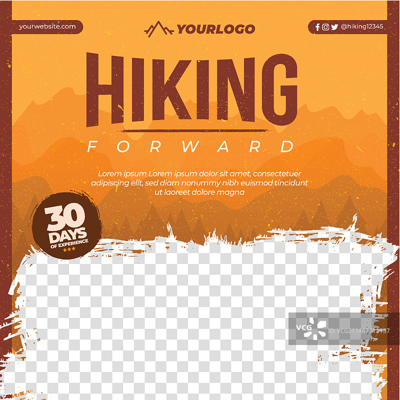 带女性背包客的方形宣传单图片素材