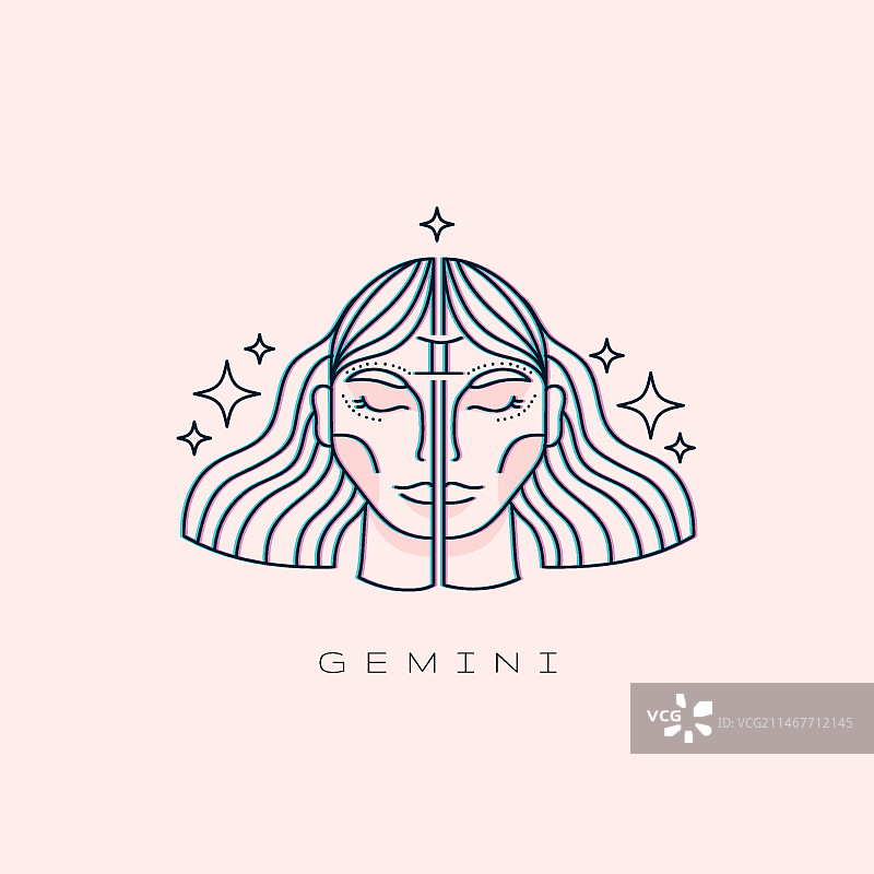 手绘双子座标志模板图片素材