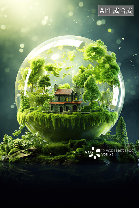 【AI数字艺术】保护生态环境，绿色星球图片素材
