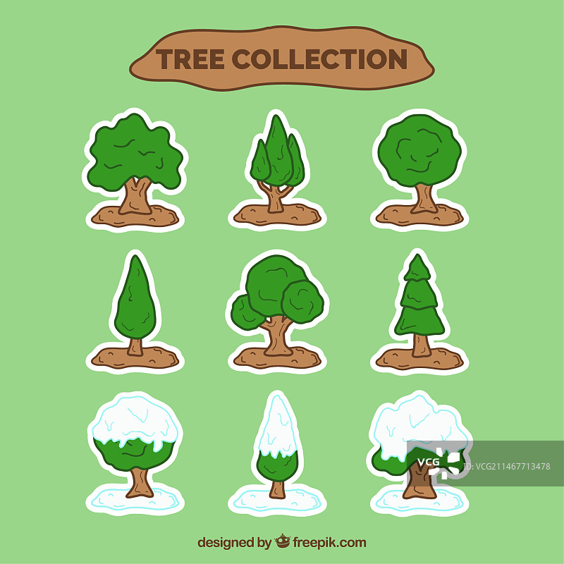 绿色雪树合集图片素材