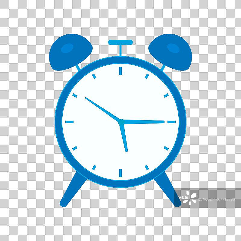 一个蓝色的闹钟的扁平插画素材图片素材