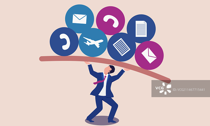 商务男人被工作压力下难以站立的商业插画图片素材