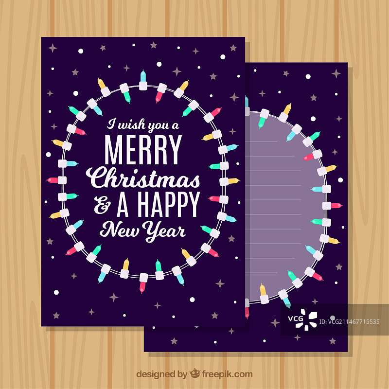 带有彩色灯光的圣诞贺卡图片素材