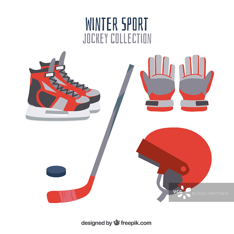 扁平风格冰球元素合集图片素材