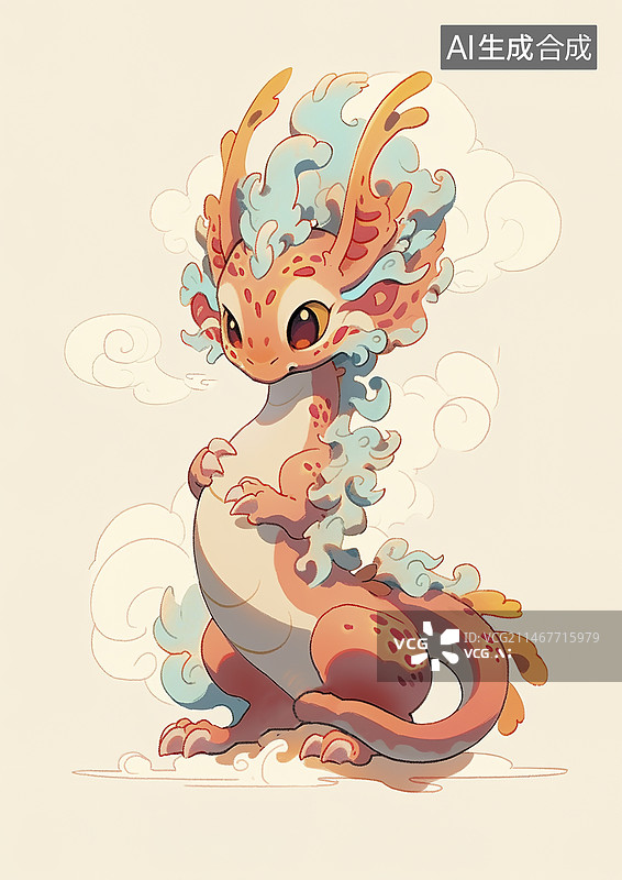 【AI数字艺术】可爱的小龙女形象插画图片素材