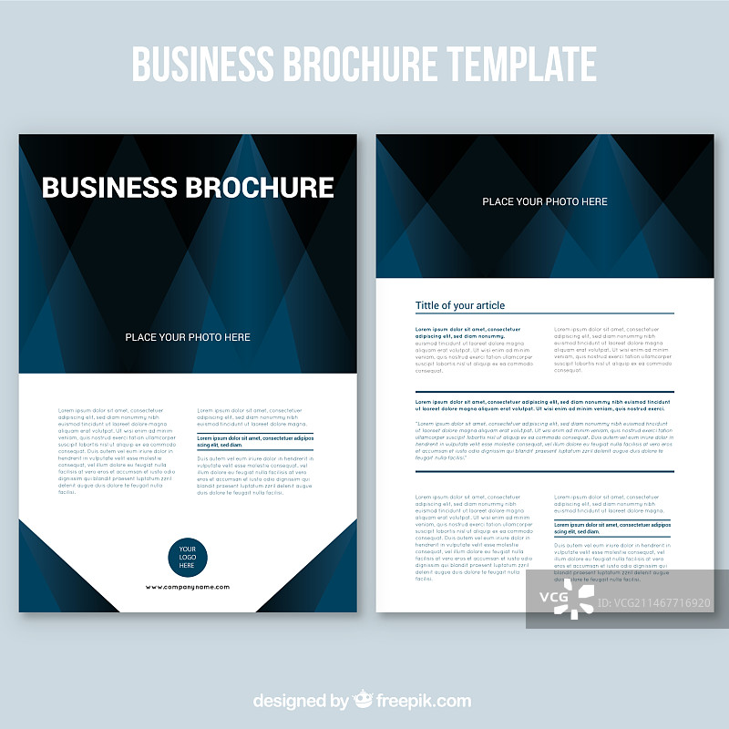 深蓝色多边形商务宣传单图片素材