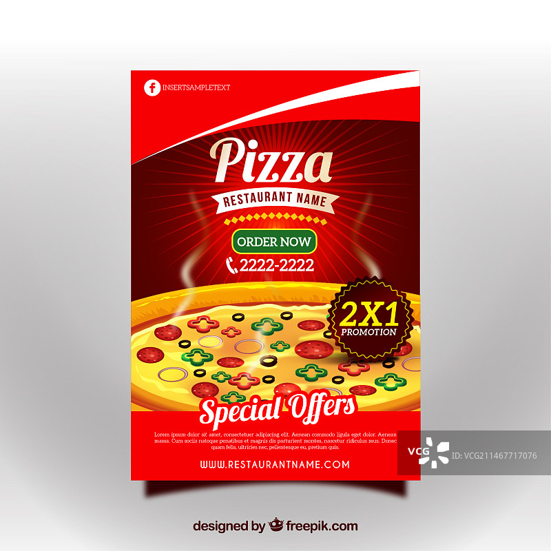 美味披萨折扣宣传单图片素材