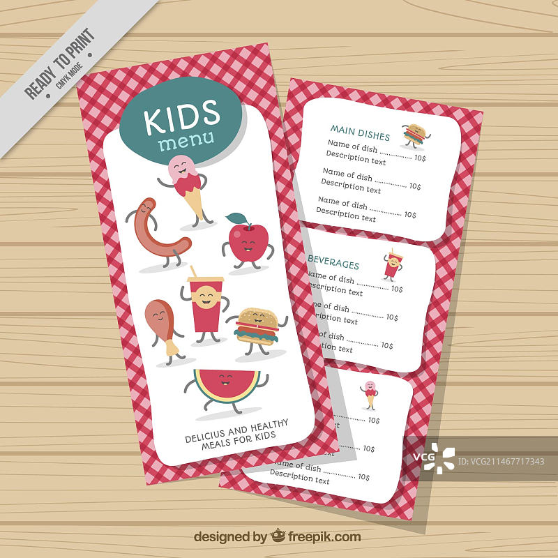 带有微笑食材的儿童菜单图片素材