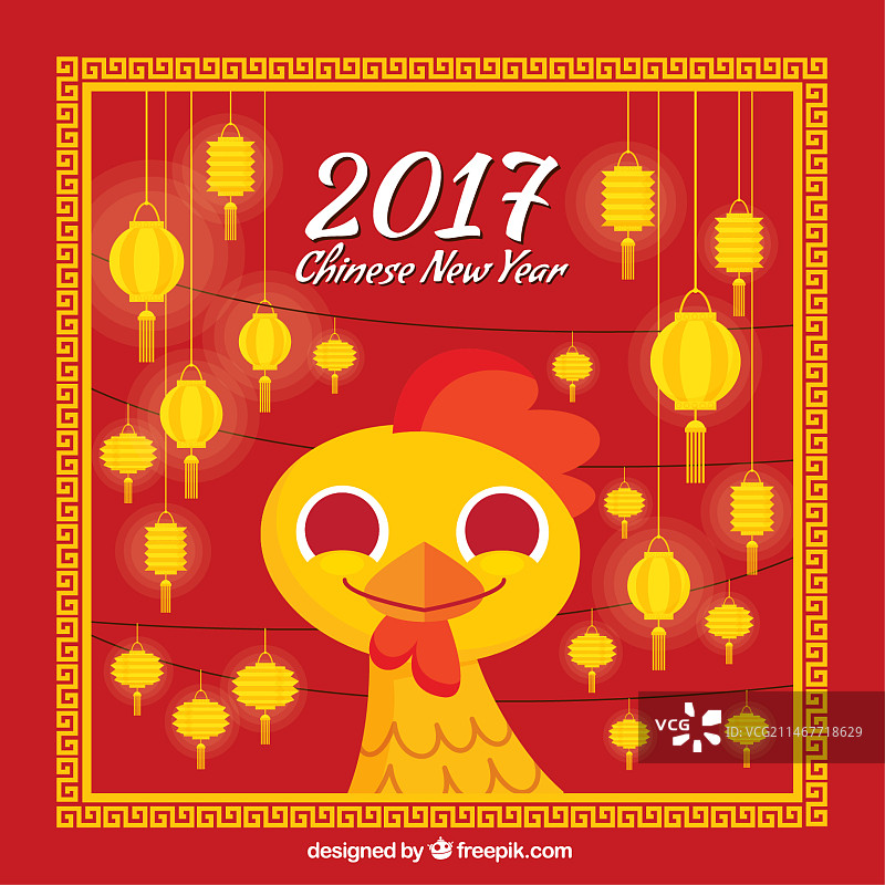 中国新年灯笼小鸡背景图片素材