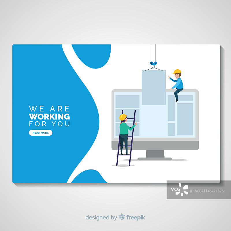 扁平风格施工中着陆页图片素材