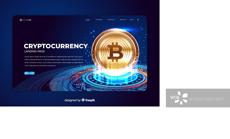 加密货币交易所着陆页模板图片素材