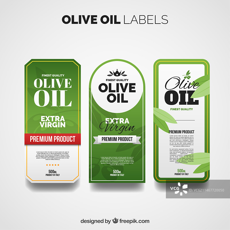 不同设计的橄榄油标签图片素材