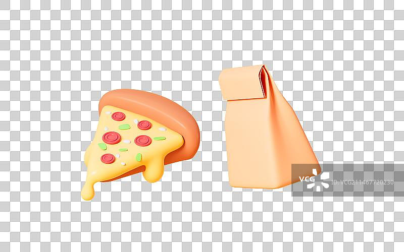 卡通披萨打包外卖3D渲染图片素材